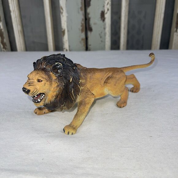 Aaa Other - Vintage 9" AAA Male Lion Toy Figure Heavy PVC Rubber Snarling Red Eyes